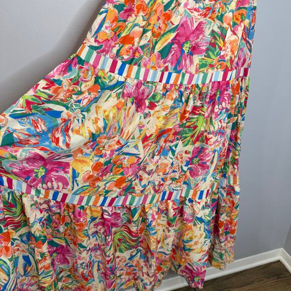 Flying Tomato Paradise Beach Mix Print Maxi Dress Beach Coastal Vacation S New - Picture 7 of 13